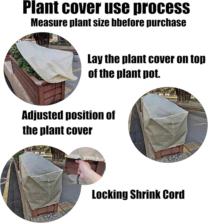 EJW Planter Cover, Plant Covers Freeze Protection,4 Pack 59"*17.7"x15.7" Planter Covers for Winter, Frost Cloths for Outdoor Plants, Raised Bed Covers for Winter.