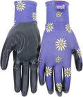 Mud Grip Women's Daisy Printed Polyester Shell and Flat Nitrile Coated Palm Gardening Gloves,
