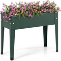 Giantex Metal Raised Garden Bed with Legs, 24”x11”x18” Elevated Planter Box with Drainage Holes for Vegetable Fruit Flower Herb, Outdoor Standing Gardening Box for Balcony Backyard Patio Porch, Green