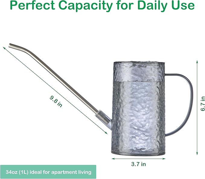 Long Spout Watering Can Indoor Plants, Small Watering Cans for House Plants, Flowers, Succulents 34oz