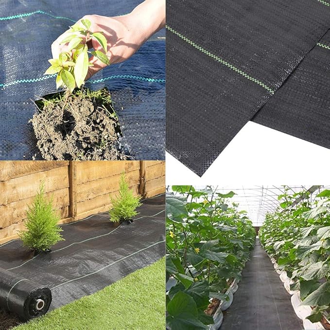 Goasis Lawn Weed Barrier Control Fabric Ground Cover Membrane Garden Landscape Driveway Weed Block Nonwoven Heavy Duty 125gsm, Black (4FT x 100FT)