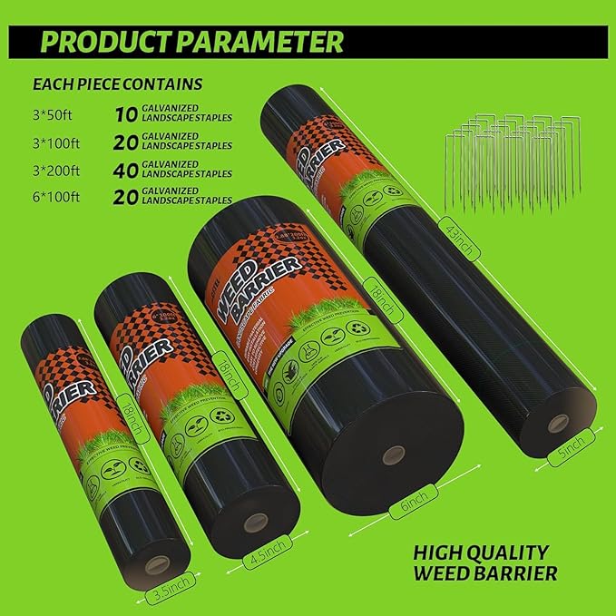 3x200FT Weed Barrier Landscape Fabric Heavy Duty, 3.2oz Durable Geotextile Fabric, Block Gardening Ground Cover Weed Mat, Weed Control Garden Cloth for Landscaping, French Drains, Yard Driveway…