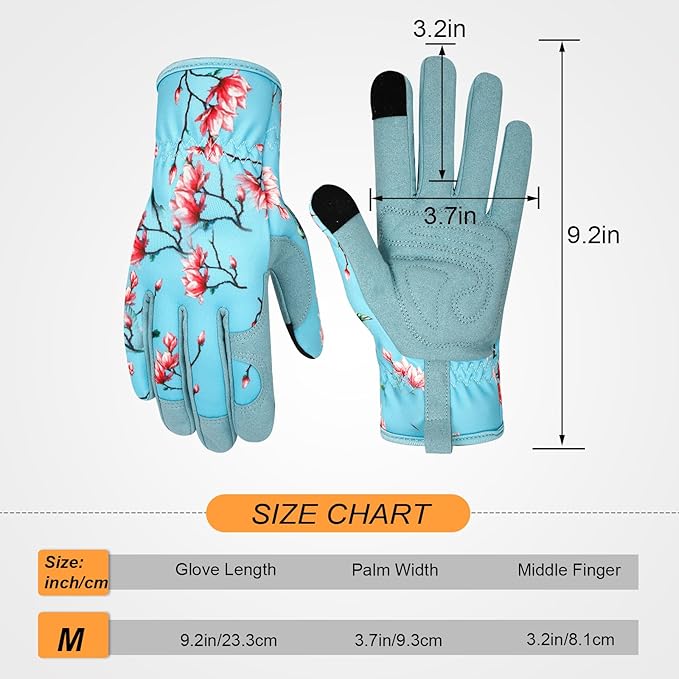 Leather Gardening Gloves for Women Garden Gloves Thorn Proof Touch Screen Design Heavy Duty Working Yard Gloves