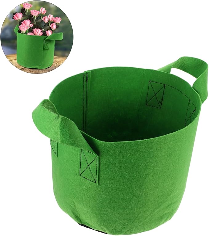 Kisangel 5pcs Reusable Garden Grow Bags Breathable Non Woven Fabric Planting Bags with Robust Handles for Growing Potatoes Vegetables Flowers and Fruits Efficient Drainage and Air