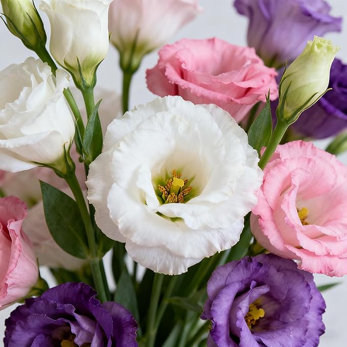 Lisianthus Flower Seeds for Planting, 200 Mix Color Annual Lisianthus Seeds, Non-GMO Thornless Lisianthus Flowers Seed for Home Garden Outdoor