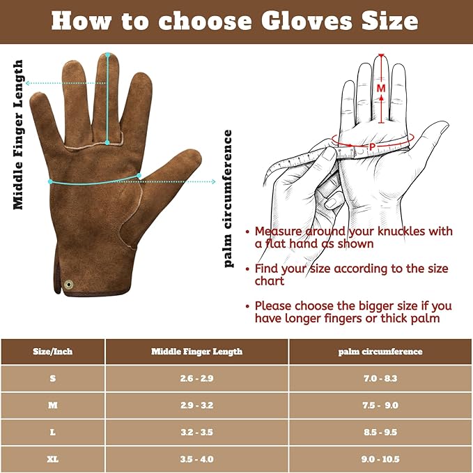 Leather Safety Work Gloves Gardening Carpenter Thorn Proof Truck Driving for Mens and Womens Waterproof heavy duty
