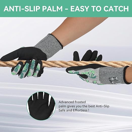 Safety Work Gloves, Impact Gloves for Men Women, Cut Resistant Non-Slip Heavy Duty Gloves with Nitrile Grip, Touch Screen Glove with Impact Protection for Mechanic Construction, Large, Camo