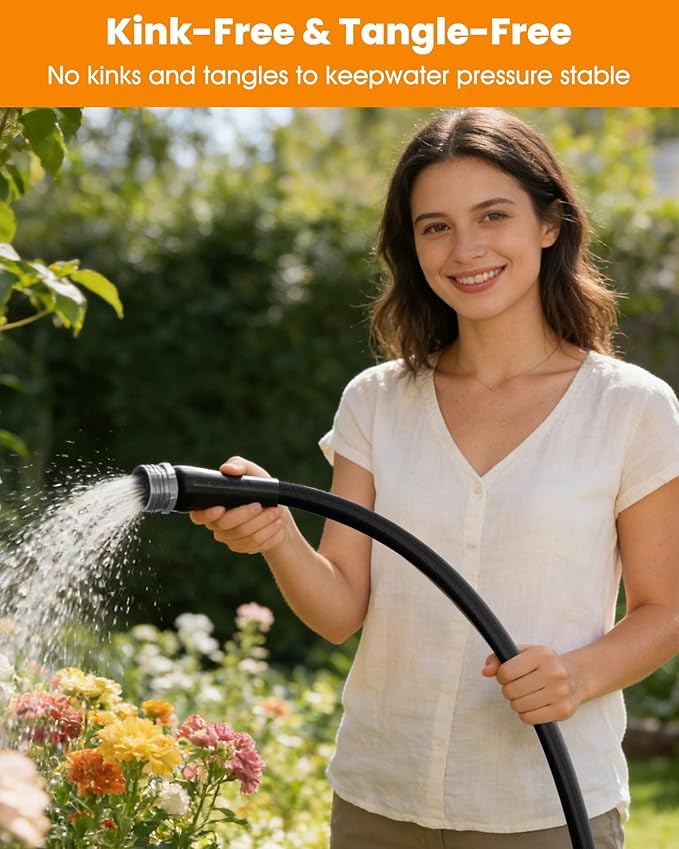 75 FT Garden Hose, Non-Expanding Water Hose, Ultra Flexible, Burst-Resistant, Kink-Free, High-Pressure Garden Hose for Easy All-Weather Use on Lawns, Gardens, and Outdoor Cleaning