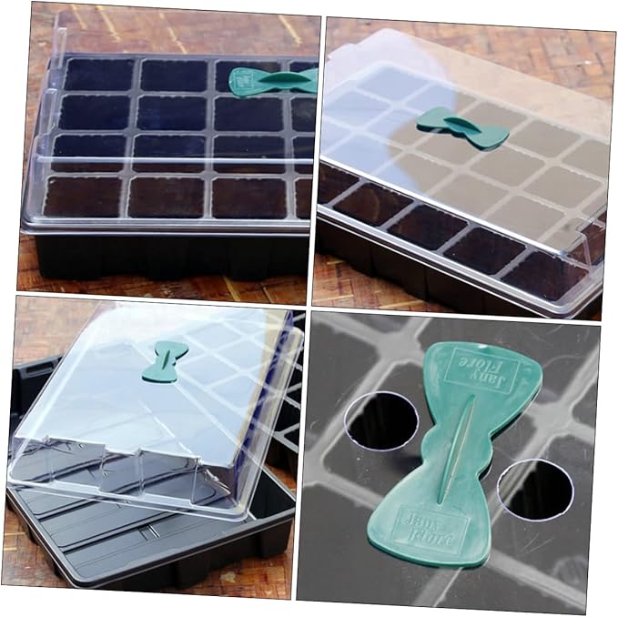 YARNOW 3 Sets 24-Cell Plastic Planting Trays Nursery Germination Boxes for Seed Starting and Sprouting, Gardening Accessory Suitable for Indoor and Outdoor Use