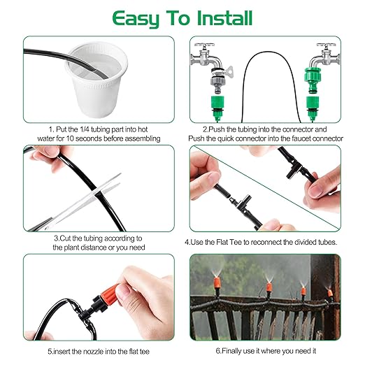 MIXC Irrigation System Greenhouse Watering Systems 1/4 INCH 50FT DIY Auto Drip Irrigation Kit Garden Accessories Automatic Irrigation Equipment for Plants/Lawn