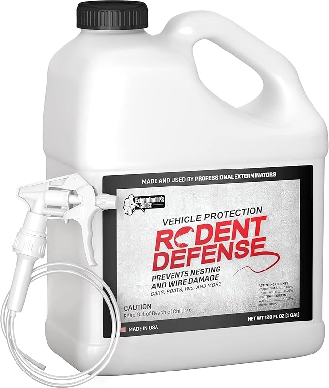 Exterminators Choice Mice & Rat Protection Spray - 128 Fl Oz Vehicle Protection & Outdoor Mouse Control - Natural Peppermint Formula & Peppermint Oil - Easy Application & Gallon Spray