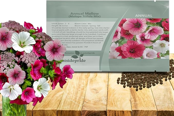 Outsidepride Annual Mallow Malope Mix Seeds - 2000 Pcs. Annual, Easy to Grow & Pollinator Friendly, Flower Seeds for Planting Showy & Vibrant Mixed Blooms for Landscaping & Cut Flower Arrangements