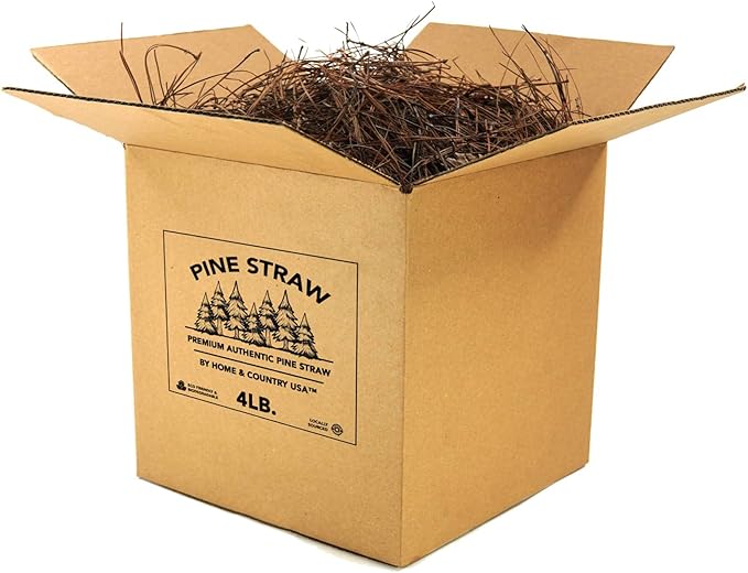 Premium 4 Pound Pine Straw Mulch for Landscaping, Organic Material Made from Authentic Pine Needles Ideal for Gardening, Soil Moisture Retention.