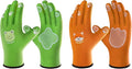 COOLJOB Breathable Toddler Work Gloves for Gardening Boy Girl Ages 2-4 Small, Nylon Kids Garden Gloves with Grip, Children Yard Gloves for Digging Weeding Landscaping, Green & Orange, 2 Pairs