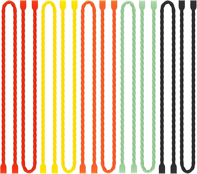 Gesipor 10 PCS 18-Inch Silicone Cable Ties - Reusable Rubber Twist Ties Bendable Cable Ties for Bundling and Holding, All Purpose Cord Tie for Indoor and Outdoor(5 Colors)