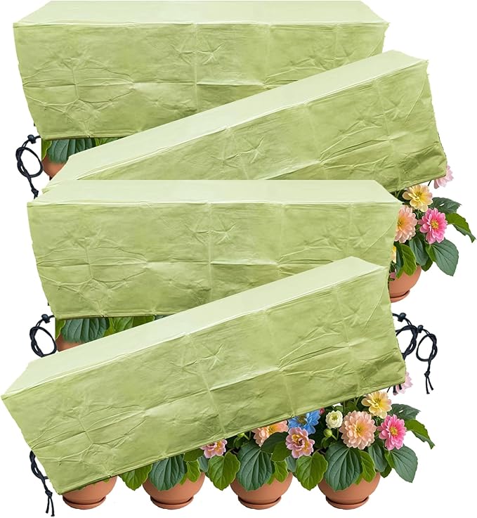 EJW Planter Cover, Plant Covers Freeze Protection,4 Pack 39.3"*17.7"*15.7" Planter Covers for Winter, Frost Cloths for Outdoor Plants, Raised Bed Covers for Winter.