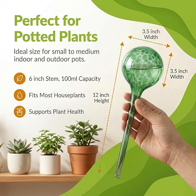 Automatic Plant Watering Globes Self Watering Planter Inserts (Set of 4) | Hands Free Multicolor Glass Bulbs | Planter Spikes to Support Indoor & Outdoor Plant Health (350ml)