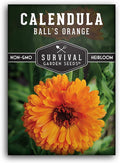 Ball’s Orange Calendula Seeds for Planting – Medicinal Herb & Edible Flower with Bright Orange Blooms – Heirloom Pot Marigold for Skin Care & Teas – Survival Garden Seeds (1 Pack)