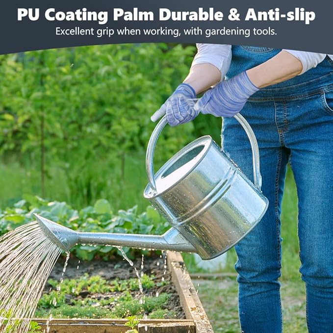 Ainiv 10 Pairs Red Gardening Gloves for Women, PU Coated Polyester Knitting Garden Gloves, Non-Slip Grip Work Gloves Women