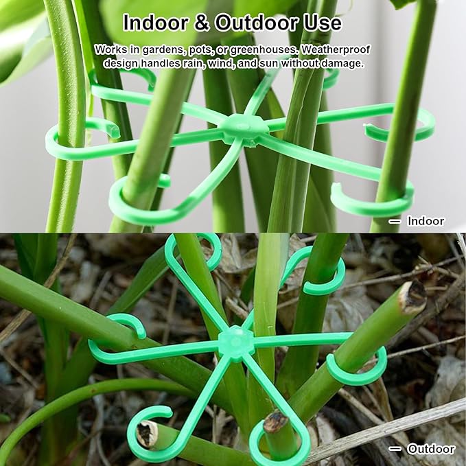 12pcs Climbing Houseplant Stem Supports,Plant stem Support Indoor Outdoor Use,Stem Hook Growth Accessories for Plant Garden, Promotes Upright Growth and Airflow(Green)