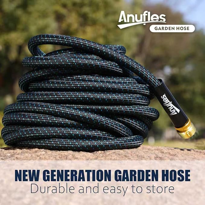 Garden Hose 50FT, Heavy Duty 3-Layer PVC Flexible Water Hose, No Kink, Leak-Resistant, High-Pressure with Brass Fittings, Gardening, Washing Cars, Easy to Store（STBlue,50FT）