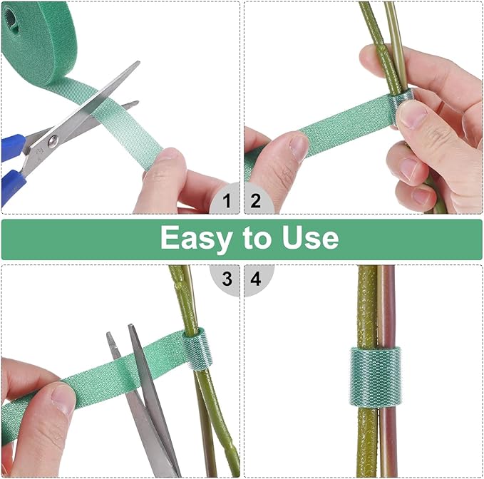 1-Roll Garden Plant Tape, 16 ft x 2 in Garden Hook and Loop Plant Ties Multi-Purpose Use Adjustable and Reusable Twist Wire Tape for Plants/Flowers/Vines [Yellow]