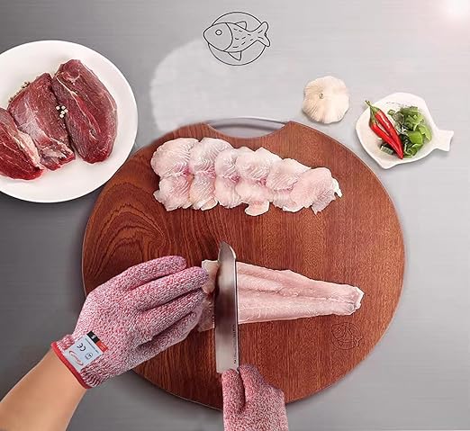Cutting Gloves, 2 Pairs of Cut Resistant Gloves Food Grade, Cut Resistant Gloves for Kitchen, Oyster Shucking, Fish Fillet Processing, Carving Wood and Gardening(Small-Red)