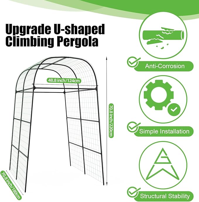 Garden Arch Trellis for Climbing Plants Outdoor - Cucumber Trellis for Raised Bed, Size:71 * 87 inch, Garden Trellis for Climbing Plants, Cucumber, Vegetable, Tomato, Flowers