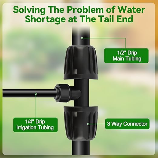 Kalolary 8PCS Drip Irrigation Tee Connectors, 1/2'' to 1/4'' Drip Irrigation Fittings Barbed Tee 3-Way Connector Anti-Leak Barbed Lock Fittings Drip Irrigation Parts for Garden Lawn Irrigation System