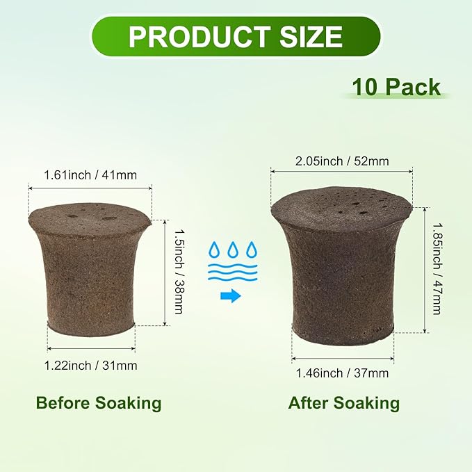 M METERXITY 10-Pack Grow Sponges, 2.1x1.5x1.9 Inch Replacement Root Growth Sponges Seed Pods for Plant Rooting/Seed Germination/Hydroponic Gardens System Supplies, Starter Plug for Seeds