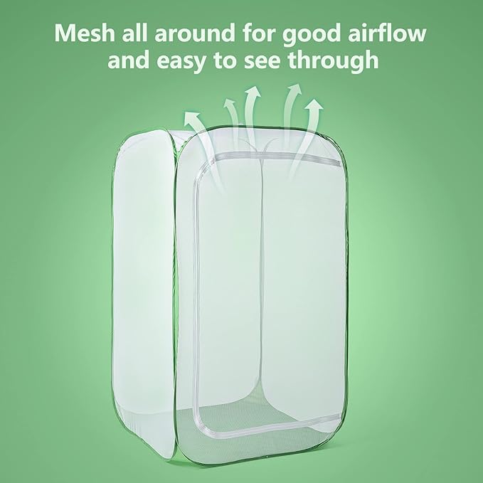 48" Outdoor Mesh Plant Enclosure, Mesh Plant Cover for Pests, Bird and Pest Protection Guard for Fruit, Vegetables, Flowers and Herbs Pop-Up Cage 28 x 28 x 48 Inches