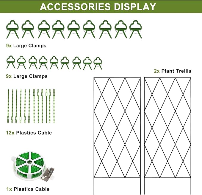 DoCred Cucumber Trellis, 2 Pack Metal Foldable A Frame Garden Trellis for Raised Bed Climbing Plants, Vegetables, Includes Plant Support Clips, Twist Ties, Plastic Ties, A Frame Trellis, Black