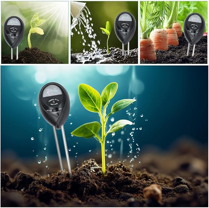 Soil Moisture Meter 3-in-1 Plant Moisture Light PH Tester Soil Hygrometer Sensor Care Soil Tester for Garden Farm Indoor Outdoor
