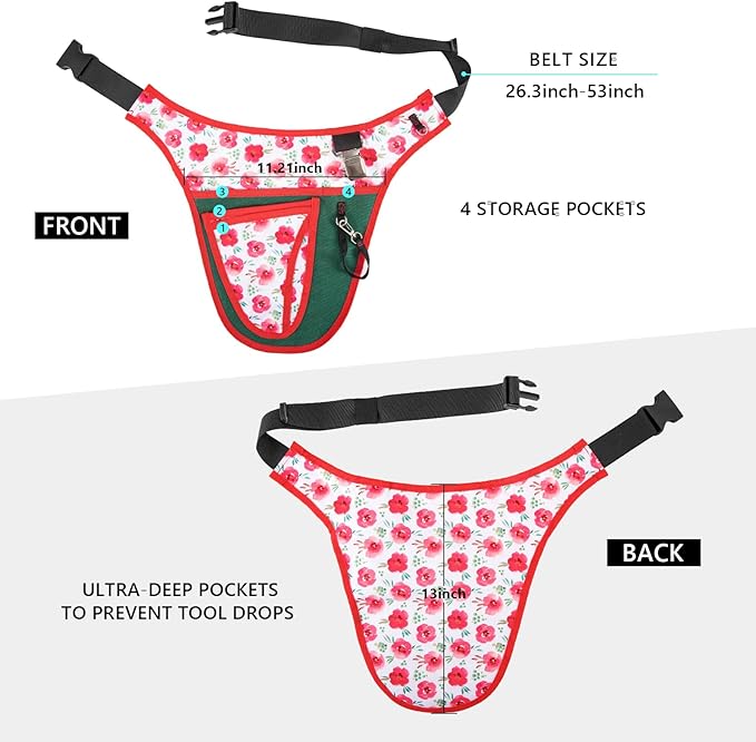 Garden Tool Belt for Women,Gardening Tool Pouch Apron with Pockets,Tool Belt Pouch Organizer,Gardening Gifts for Women,Garden Waist Bag,Belt Apron (28.47 x 33cm)