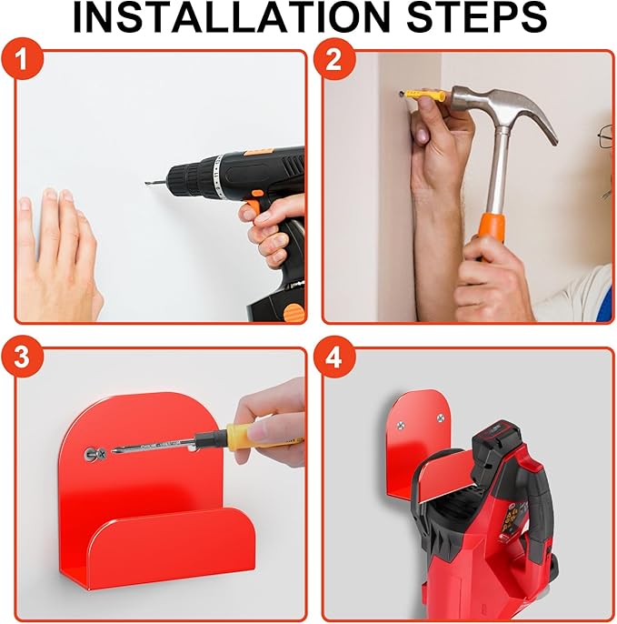 Leaf Blower Rack, Wall-Mounted Tool Hanger Compatible with Milwaukee 2824-20, Hedge Trimmers, Grass Trimmers, Garden Power Tools & Garage Organization, 1 Pack