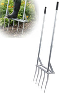5-Tine Heavy Duty Broadfork, Rust-Resistant Professional Garden Fork with Widened Foot Pedal, High-Strength All-Steel Soil Tiller for Aerating Clay Soil, Easy Assembly Tool for Farming