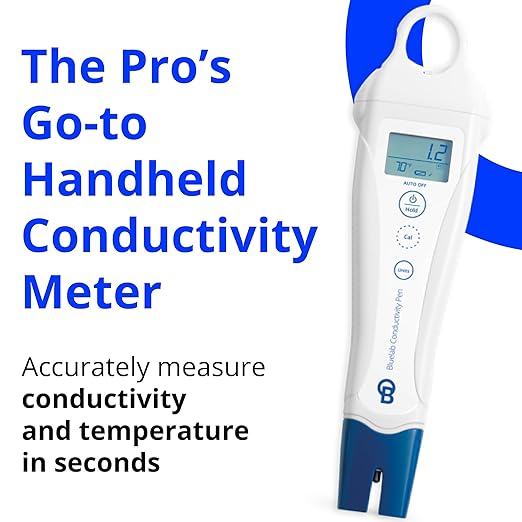 Bluelab PENCON Conductivity Pen and Digital TDS Meter, Water Tester for Temperature and Nutrient (CF, EC, PPM 500, PPM 700), TDS Testing Kit for Hydroponic System and Indoor Plant Grow