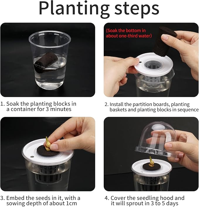 Clear Hydroponic Nursery Kit, Transparent Plant Starter Hydroponic Pots for Seed Starting, Hydroponic System for Nursery