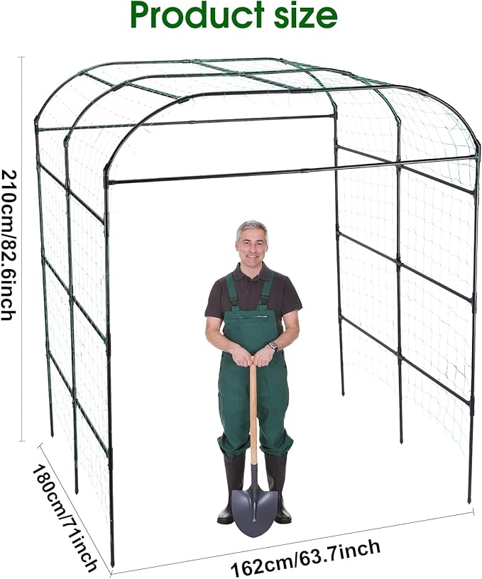 Garden Arch Trellis for Climbing Plants Outdoor, Grape Vine Tomato Bean U Frame Plant Vegetable Support, Cucumber Pergola for Backyard, Black