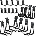 3-H Heavy Duty Slatwall Hooks 20 Pack, Straight & Double Slat Wall Hangers, Extra Thick Backplate for Straight Hooks, Proslat Compatible Garage Storage Organizer(Black)