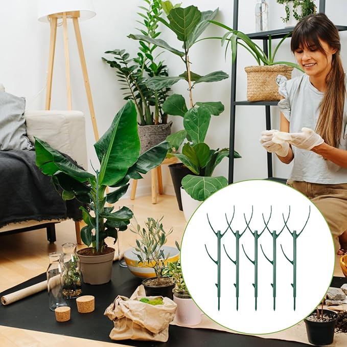 5Pcs Stackable Plant Support Stakes, Plant Stakes for Indoor and Outdoor, Plants Sticks for Vine Training Stem Stabilization, Stem Holder Structures Frame Moss Pole for Support Tall Potted Plants