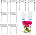 8 Pack Heavy Duty Metal Peony Cage and Supports, 4 Legs Plant Support Ring for Outdoor Plants Rose Sage Peonies Cucumbers Tomato Strawberry(11.8" Dx16 H)