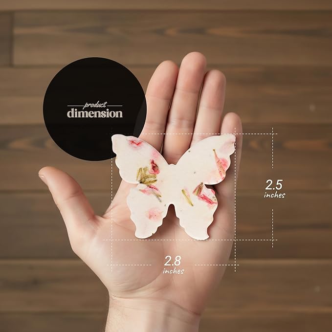 Set of 48 Pink Butterfly Seed Paper – Writable & Plantable Wildflower with Envelopes & Planting Guides, Gift for Moms or Plant Lovers for Mother’s Day, Party Favors for Weddings & Showers