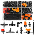 220-Piece Drip Irrigation Fittings Kit for 1/4" Tubing, Complete Set of Drip Barbed Connectors (Nozzle, Micro Dripper, Nozzle Tee, Single Barb, Coupling, Tee, Elbow, Valve, Plug, Cross, Stake)