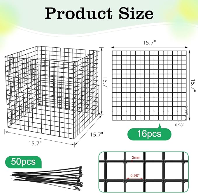 4 Packs Wire Plant Protectors,15.7" X 15.7" Wire Mesh Plant Protector cage,DIY Garden and Vegetable Protectors,Plant Cage to Protect Plants from Animals