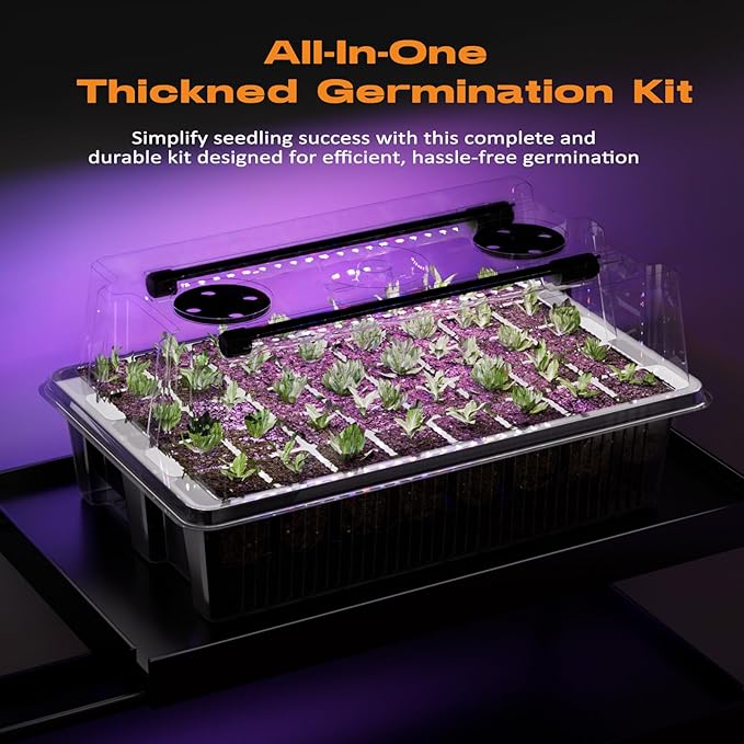80-Cell Self-Watering Seed Starter Tray with Grow Light, Seed Starter Kit with 4.07” Humidity Dome, Indoor Seedling Starter Tray, Seed Starting Trays for Plant Germination, Seeds Growing