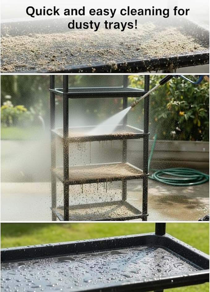 5-Tier Seed Starter Trays Plant Stand with LED Grow Light (Auto-Timer), Bottom Watering Designed for Indoor Greenhouse Plants, Fits Small Pots & Seedling Cell Trays - Black