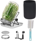 Lulonpon Sprouting Kit, One Pieces Seed Sprouting Jar Kit, Wide Mouth Quart Mason Jars with 304 Stainless Steel Screen Sprout Lids,86mm Caliber with Tray,Stand,Shading Bag and Brush,for Bean Sprouts