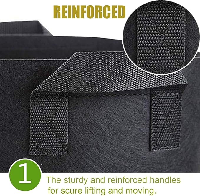 10-Pack 7 Gallon Plant Grow Bags, Heavy Duty 300G Thickened Non-Woven Aeration Fabric Pots with Reinforced Handles
