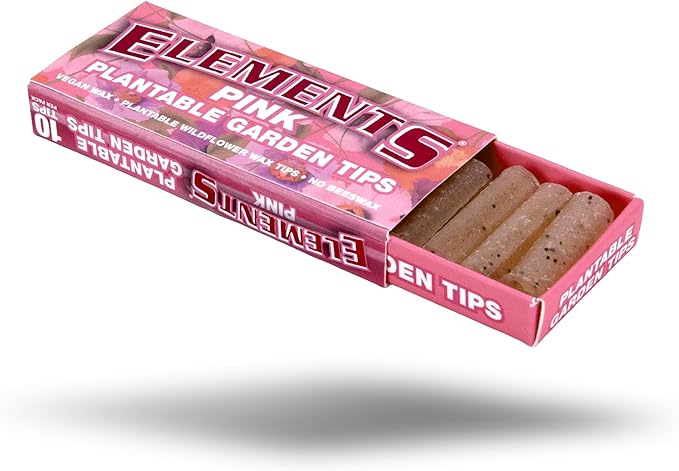 Elements Pink Plantable Garden Tips – 10 Count Rolling Tips with Wildflower Seeds